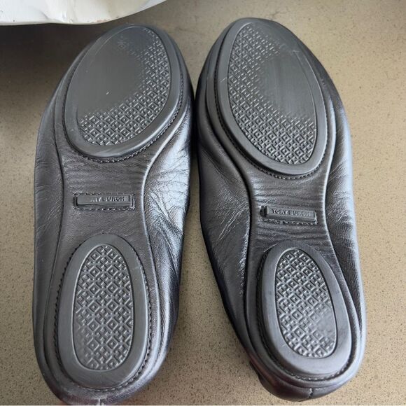 Tory Burch Minnie Travel Black Leather Ballet Flats Size 6 - Picture 9 of 9